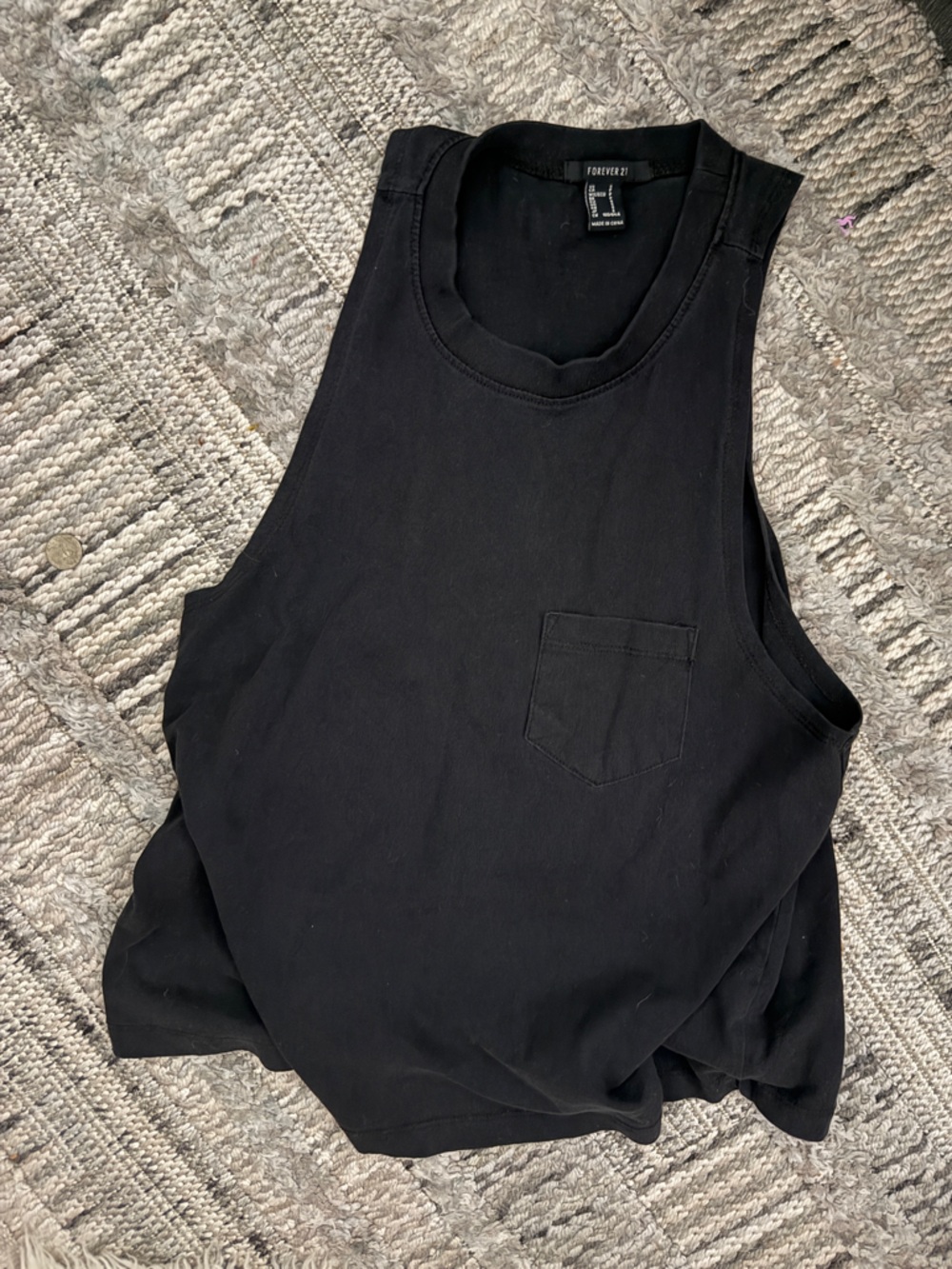 Forever 21 Black Pocket Muscle Tank Sz s